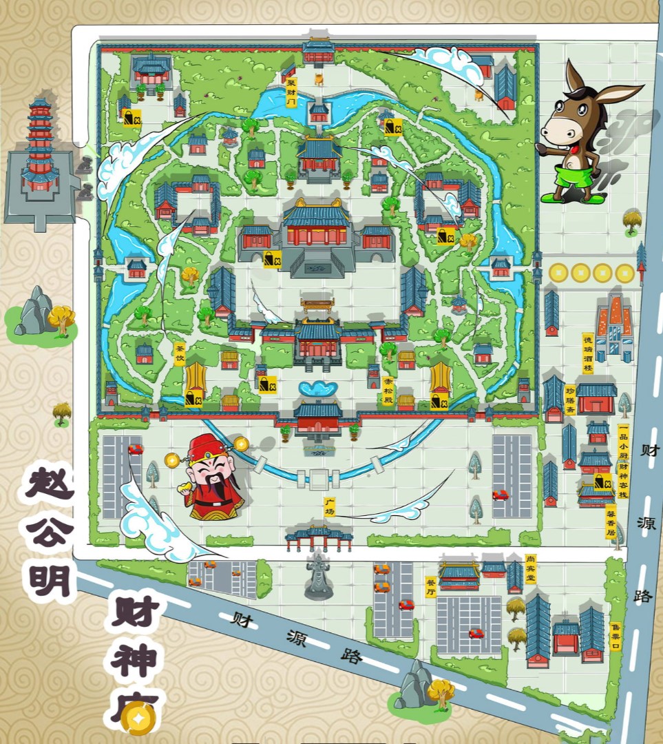 江华寺庙类手绘地图